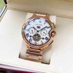 Cartier Stainless Steel Case 44*12MM Cowhide Leather Bracelet Business Men Black White Watch